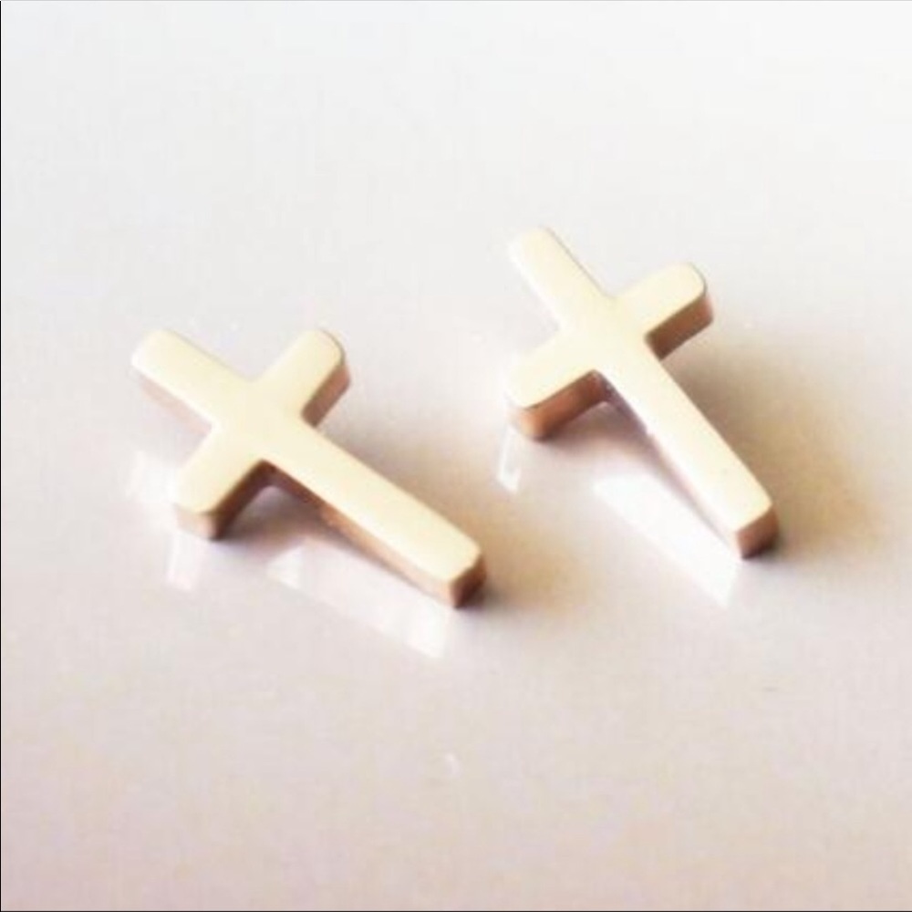 NWT Gold Cross Stud Earrings